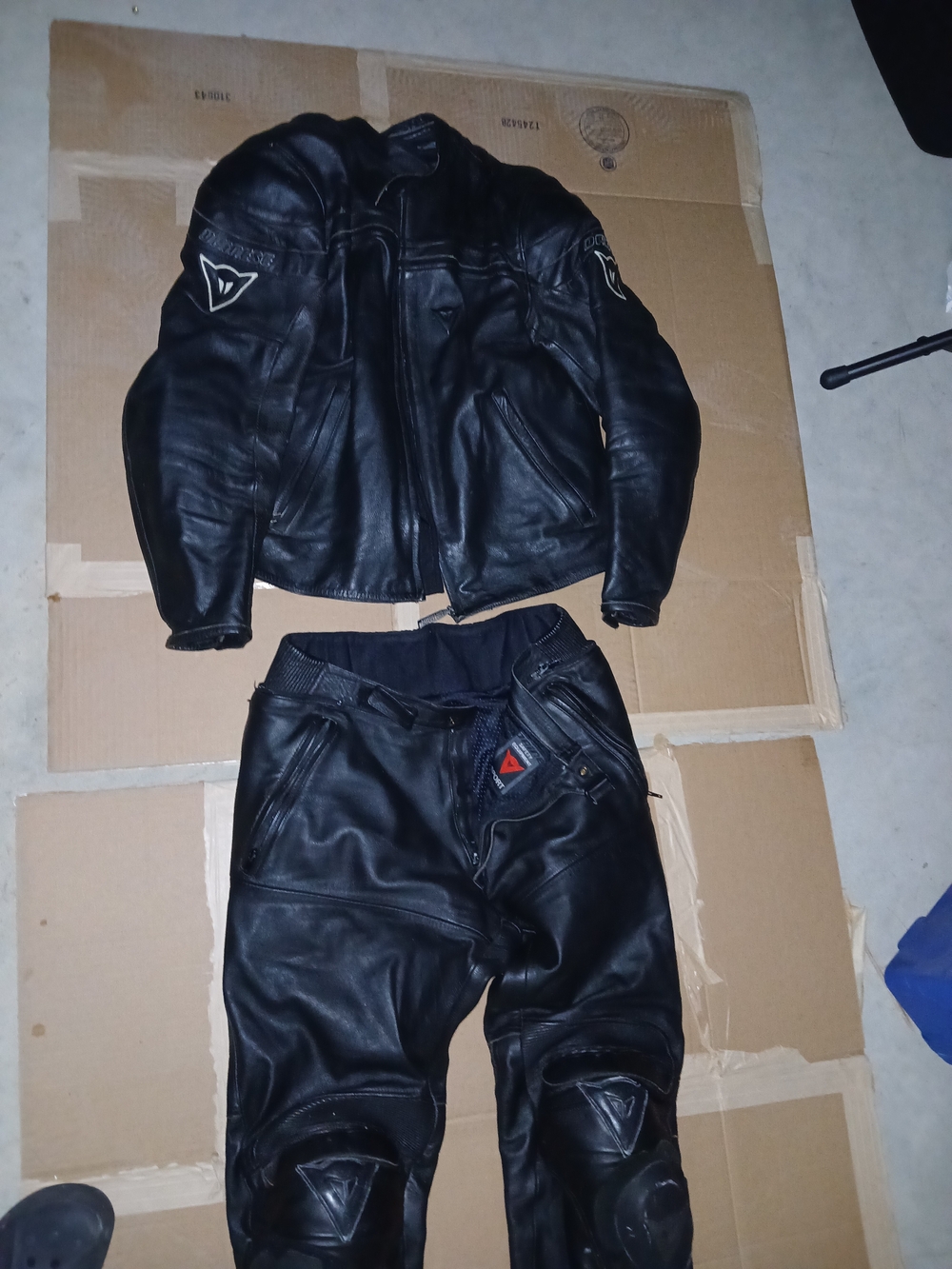 Dainese Men’s Black Leather Motorcycle Jacket and Pants Set